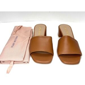 Stuart Weitzman Cayman 35 Block Slide Sandal Tan Size 9.5B NWT and BOX